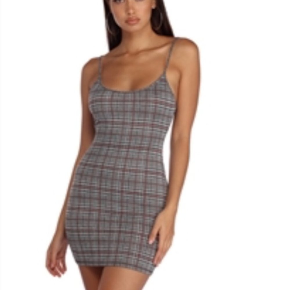 Small Bear Dance Plaid Mini Dress